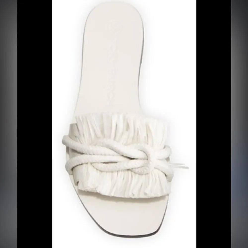 Tory Burch white rope slide raffia sandal 7.5 resortwear